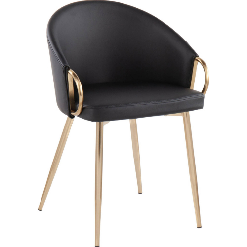 Claire Dining Accent Chair in Gold & Black Leatherette (Set of 2)